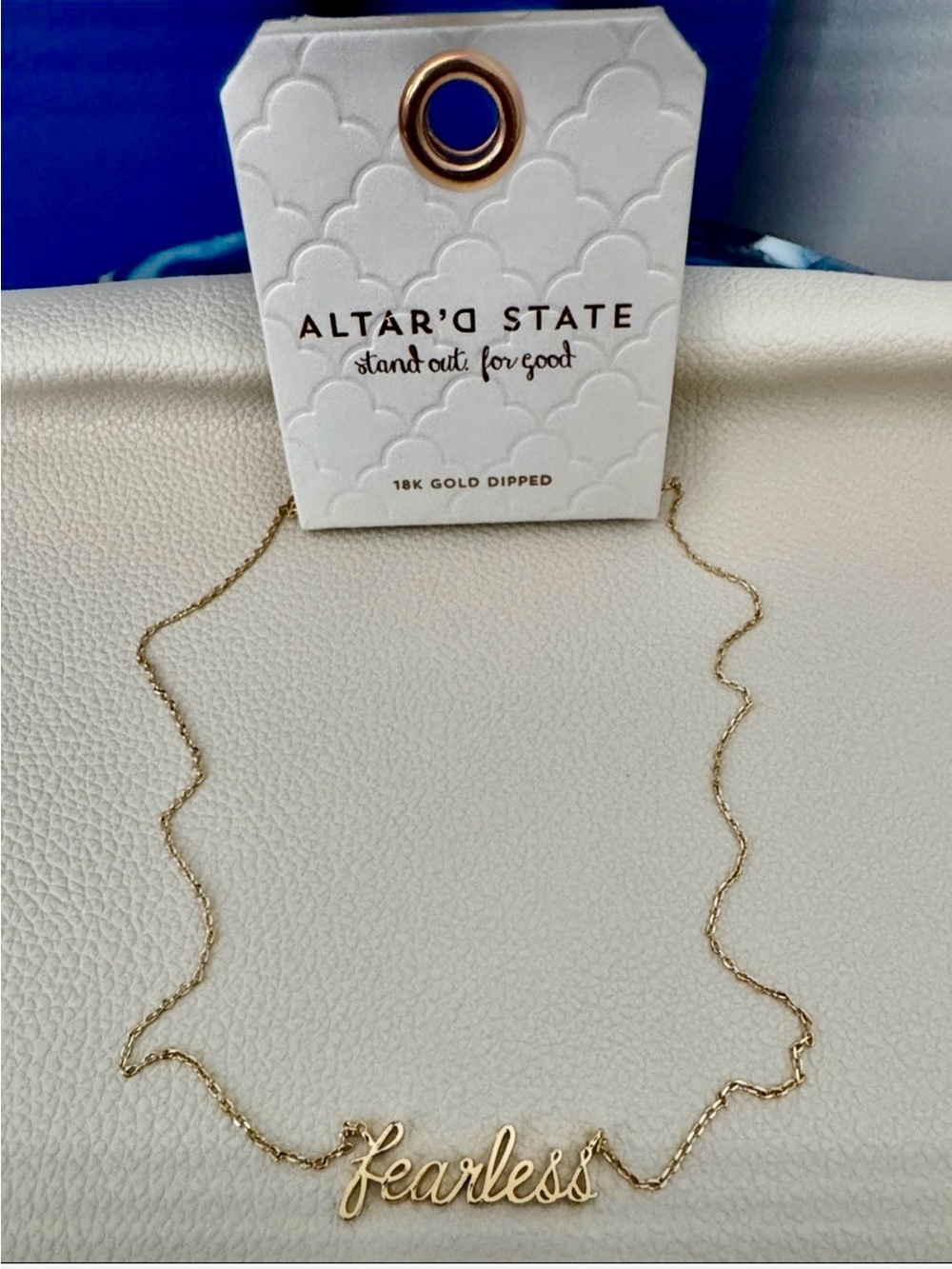 Altar'd State Gold Plated 'fearless' Script Necklace